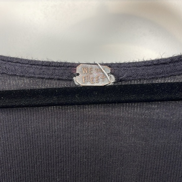 Free People We the Free Black Distressed Top - Picture 3 of 9